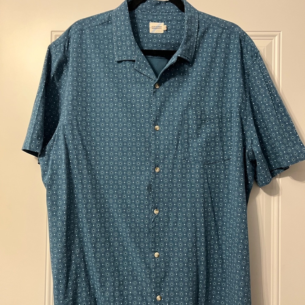 Fair Harbor Casablanca Camp Shirt in Navy Organic Cotton Blend Stretch